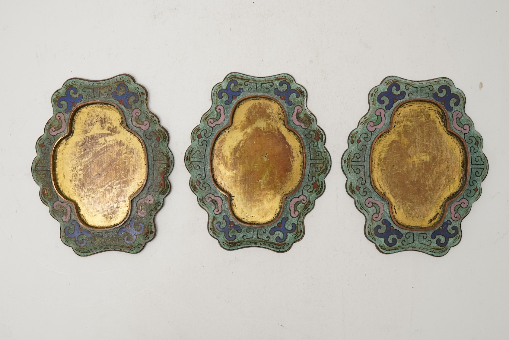 Three Chinese cloisonné enamel stands or trays, 18th century